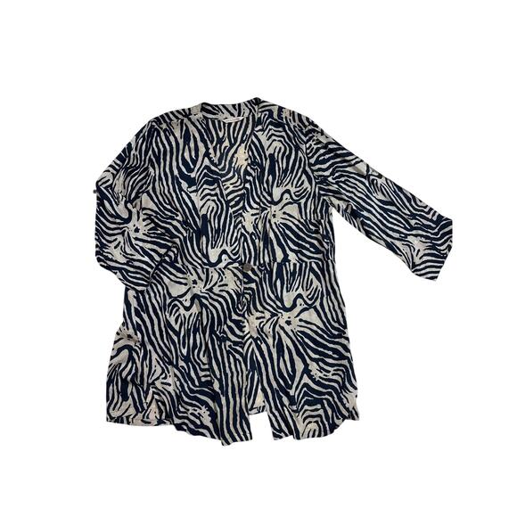 Soft Surroundings Zebra Print Open-Front Kimono Cardigan Lightweight Layer - Picture 3 of 7